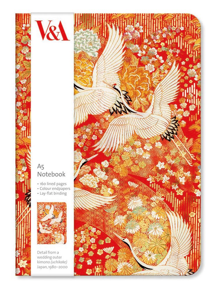 V&A Kimono Cranes A5 Luxury Lined Notebook