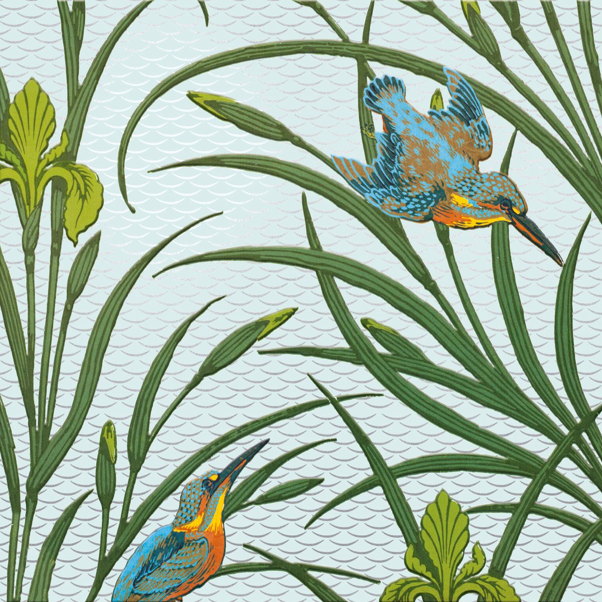 Walter Crane Iris and Kingfisher Wallpaper Art Card
