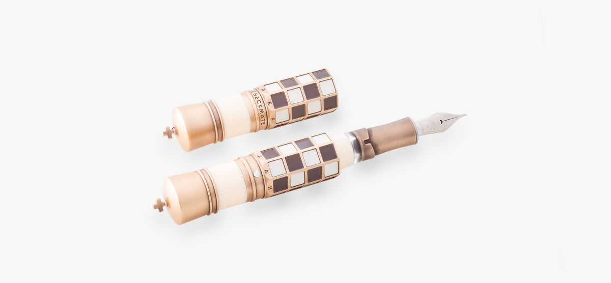 Visconti Checkmate Limited Edition Rollerball Pen – Ivory & Bronze