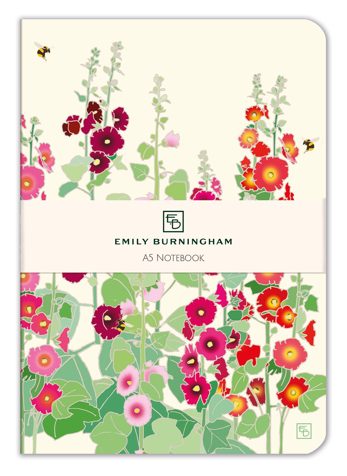 Emily Burningham Hollyhocks A5 Luxury Lined Notebook