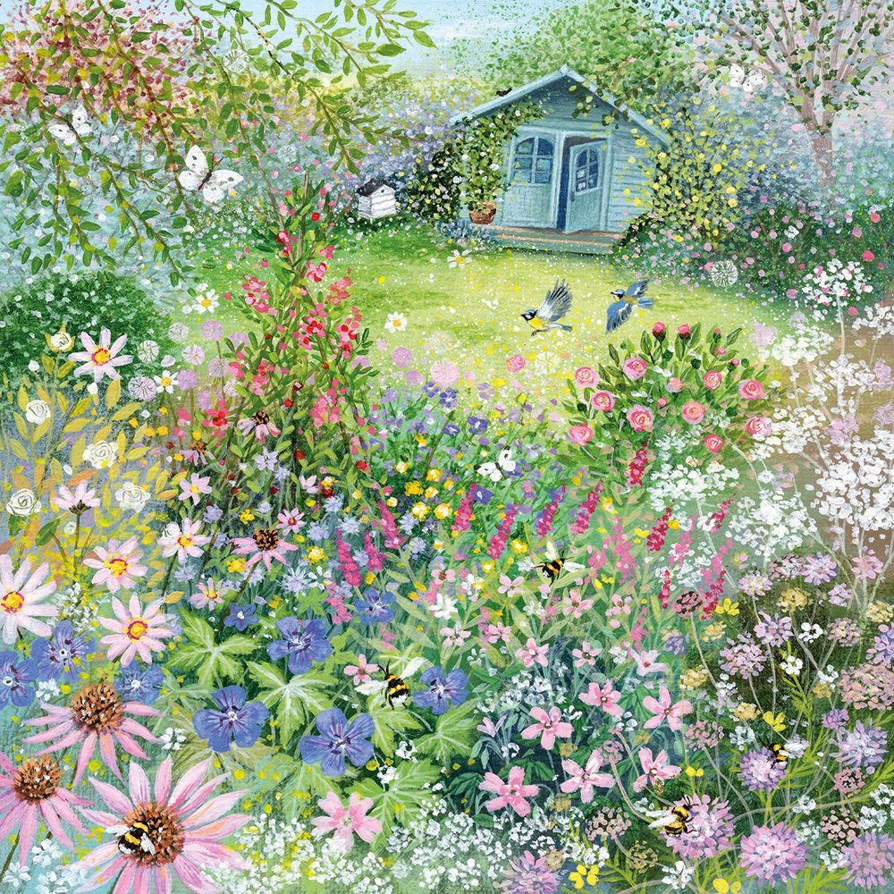 Lucy Grossmith Garden with Bees and Butterflies Art Card