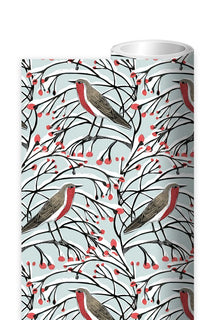 Angela Harding Robin and Berries Roll Wrap Christmas Gift Wrap