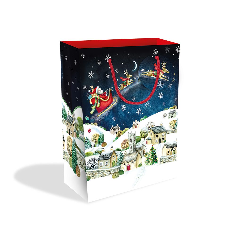 Deva Evans Santa over the Rooftops Large Bag Large Christmas Gift Bag