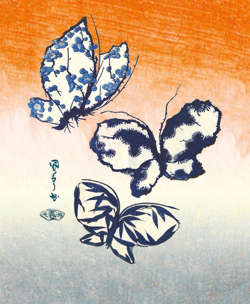 Hiroshige II Butterfly Fan Design Art Card