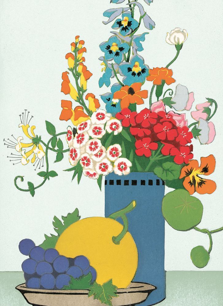 John Hall Thorpe Flower Vase and Fruit Art Card