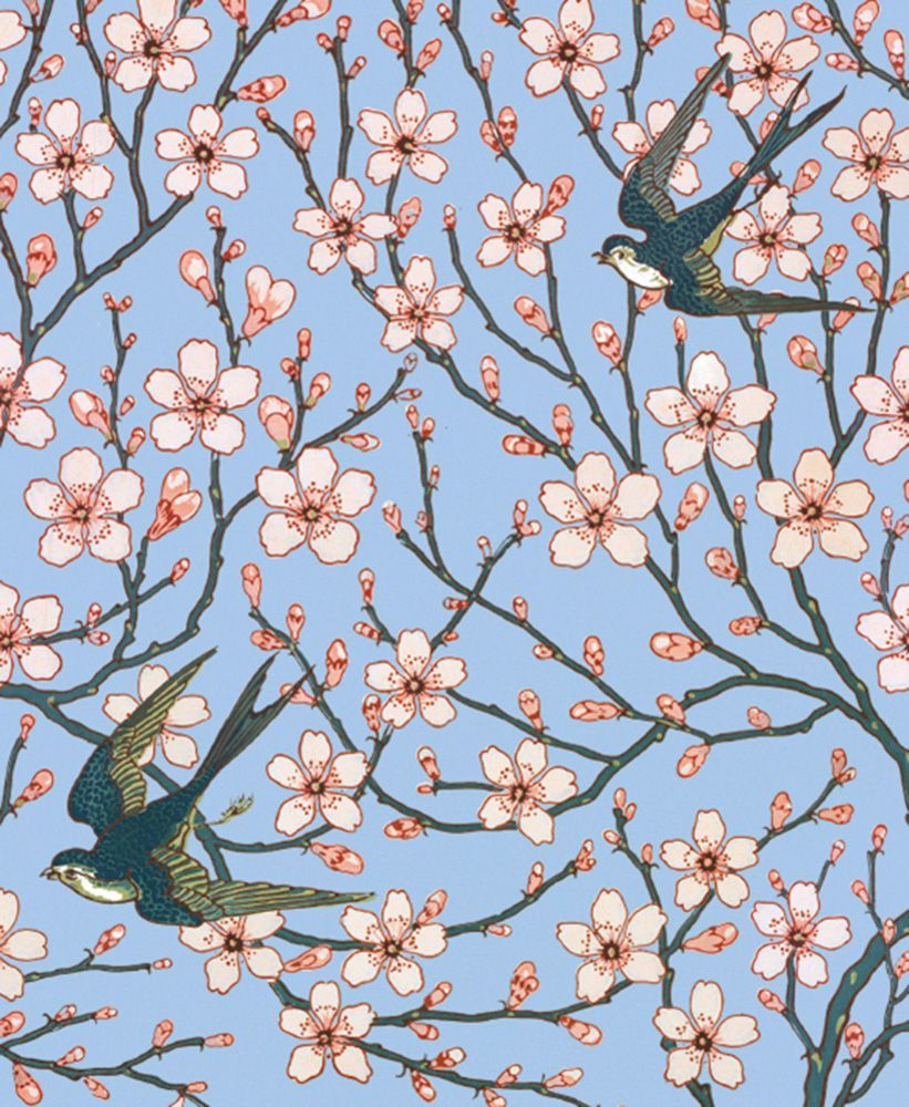 Walter Crane Almond Blossom and Swallow Art Card
