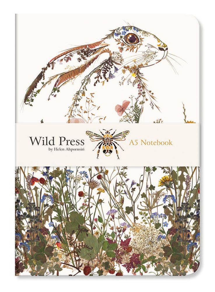 Helen Ahpornsiri Wildflower Hare A5 Luxury Lined Notebook