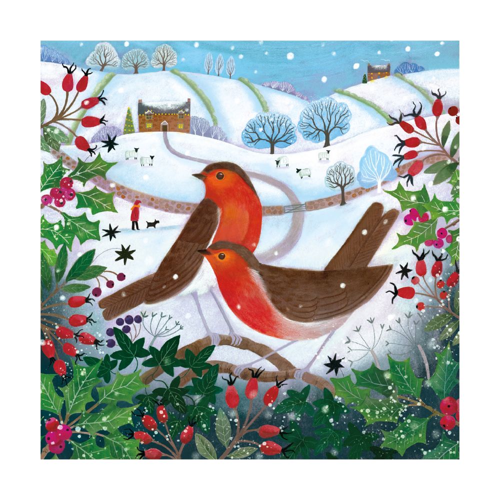 Bex Parkin Hedgerow Robins Christmas Card Pack