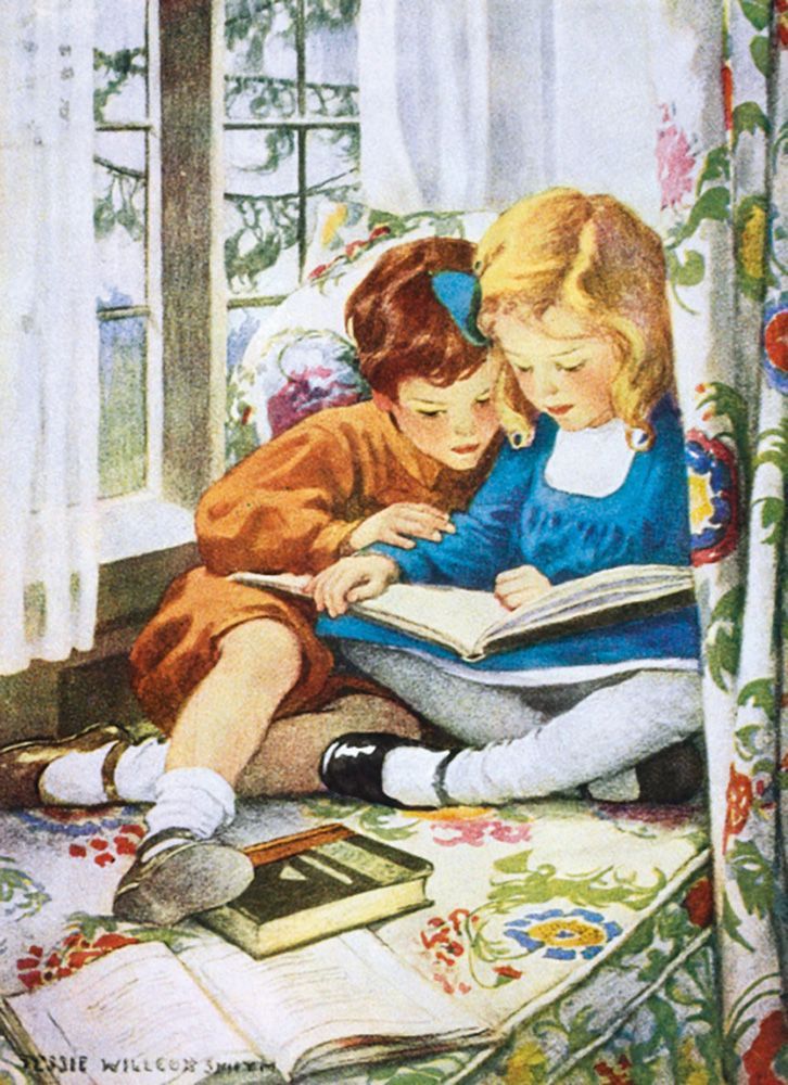 Jessie Willcox Smith Children Reading Art Card