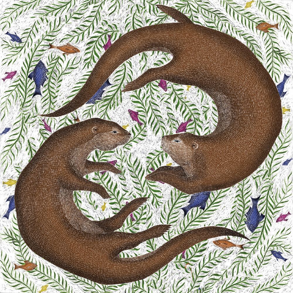 Catherine Rowe Otters Art Card