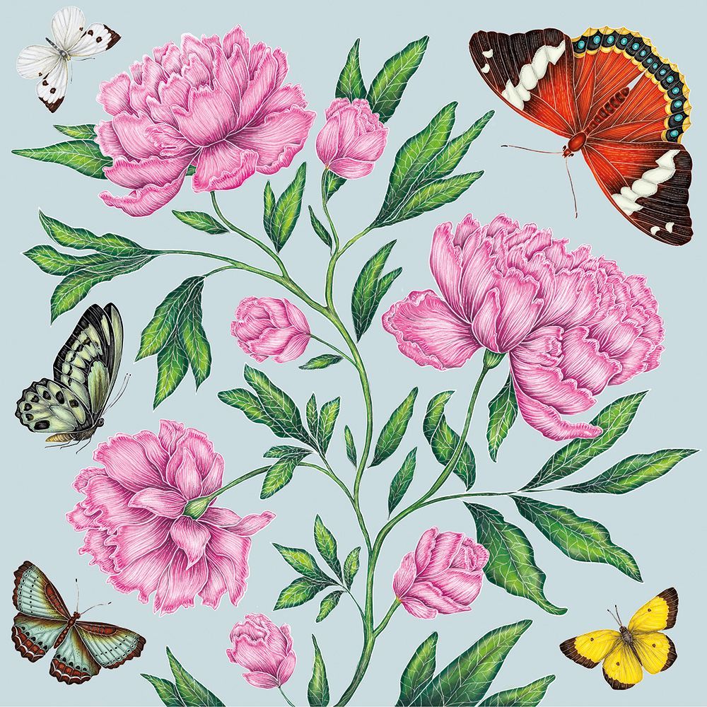 Catherine Rowe Butterflies & Peonies Art Card