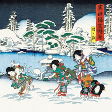 Utagawa Kunisda Snowball Fight Christmas Card Pack