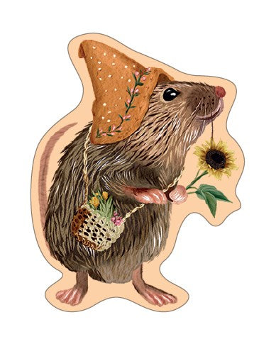 Mouse Wooden Pin Badge