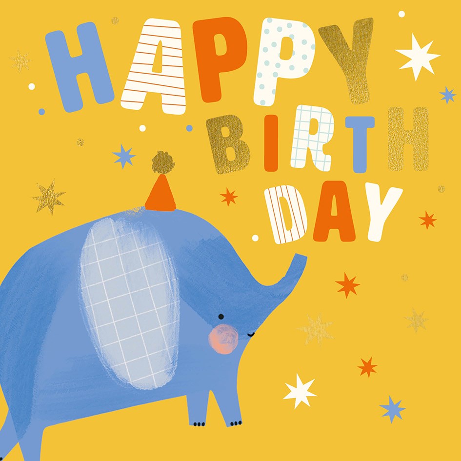 Birthday Elephant Party Time Card