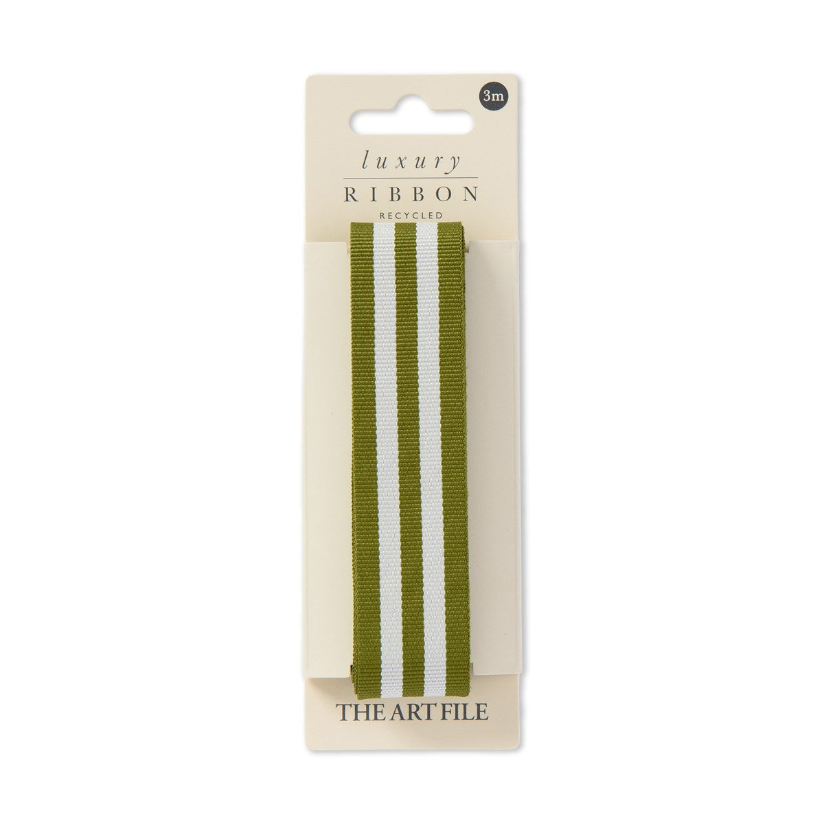 Olive and Oyster 3m Striped Ribbon