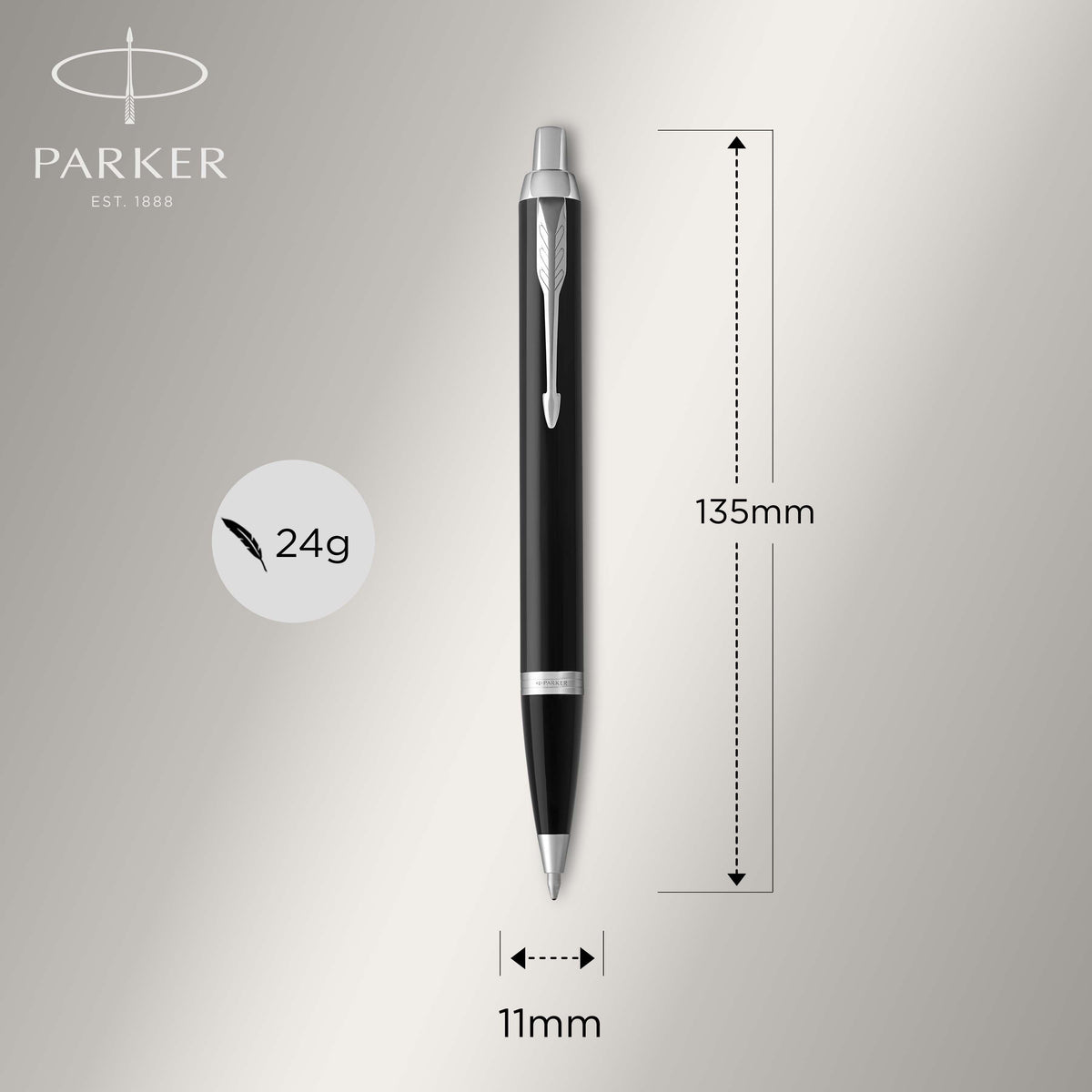 Parker IM Ballpoint | Black with Chrome Trim | Medium Blue