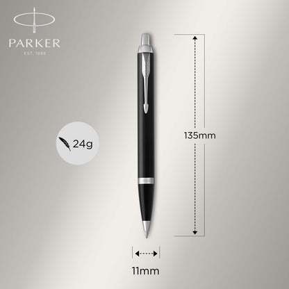 Parker IM Ballpoint | Black with Chrome Trim | Medium Blue
