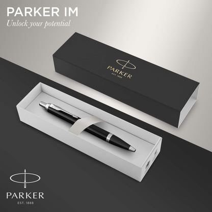 Parker IM Ballpoint | Black with Chrome Trim | Medium Blue