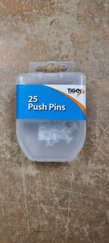 Tiger Clear Push Pins – Box of 25