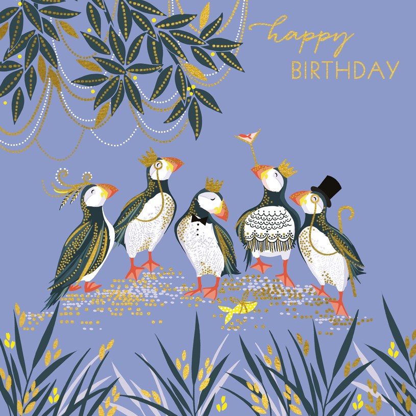 Birthday Puffins Sara Miller Card