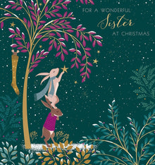 Sister Rabbits & Star Christmas Card