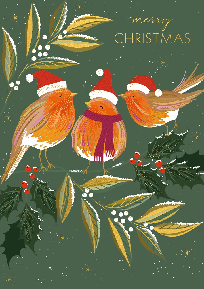Three Robins Christmas Card
