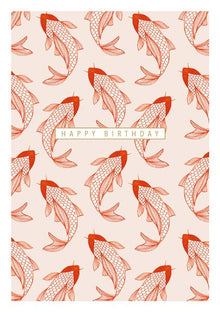 Happy Birthday Koi Carp Sakura Heights Card