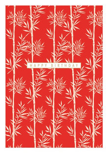 Happy Birthday Red Bamboo Sakura Heights Card