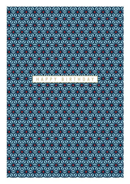 Happy Birthday Blue Pattern Sakura Heights Card