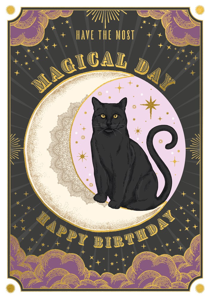 Magical Day Black Cat Soulmates Card
