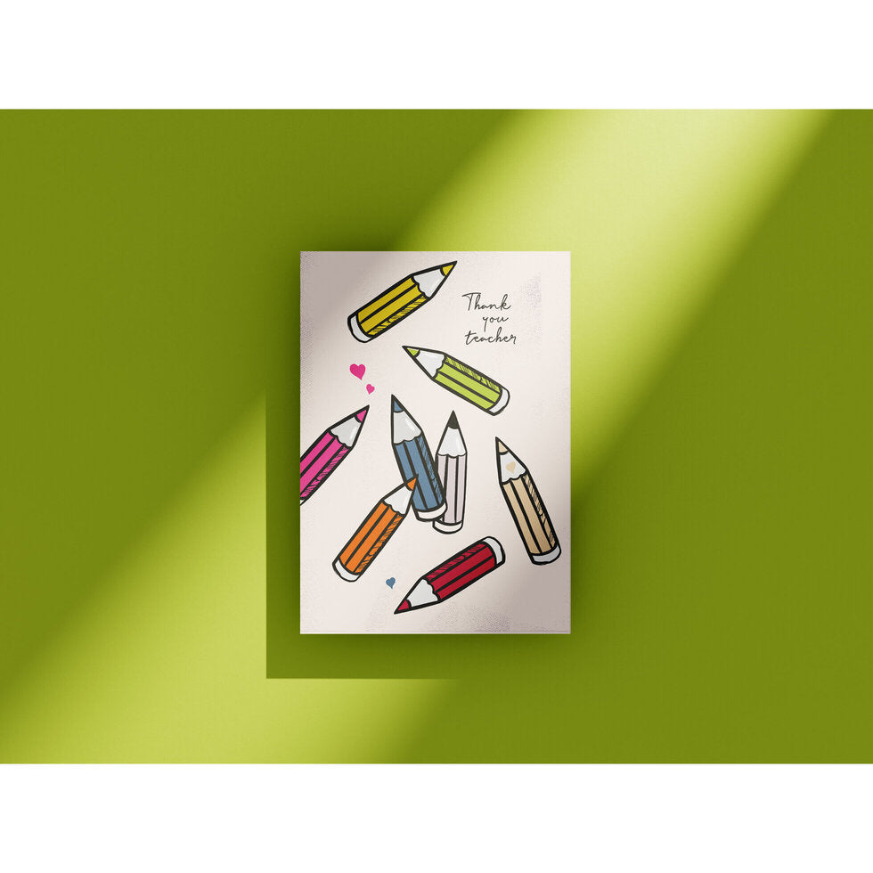 Dancing In The Rain Thank You Teacher Pencils Greetings Card by Heyyy