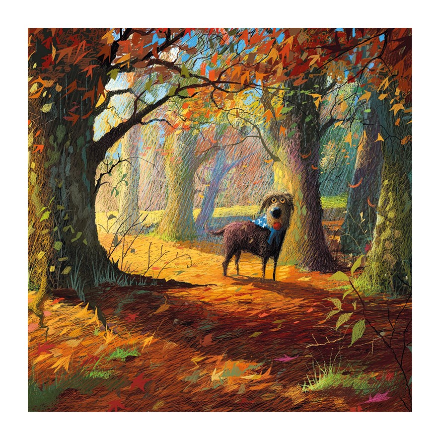 Autumn Forest Walk Toby the Dog Card