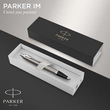 Parker IM Ballpoint Pen | Stainless Steel with Chrome Trim | Medium Point with Blue Ink Refill | Gift Box