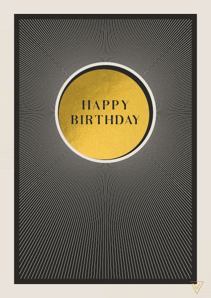 Happy Birthday Gold Circle Vertigo Card