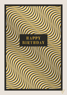 Happy Birthday Gold Pattern Vertigo Card