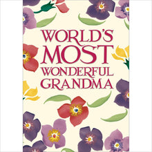 Emma Bridgewater World's Most Wonderful Grandma card with painted flowers