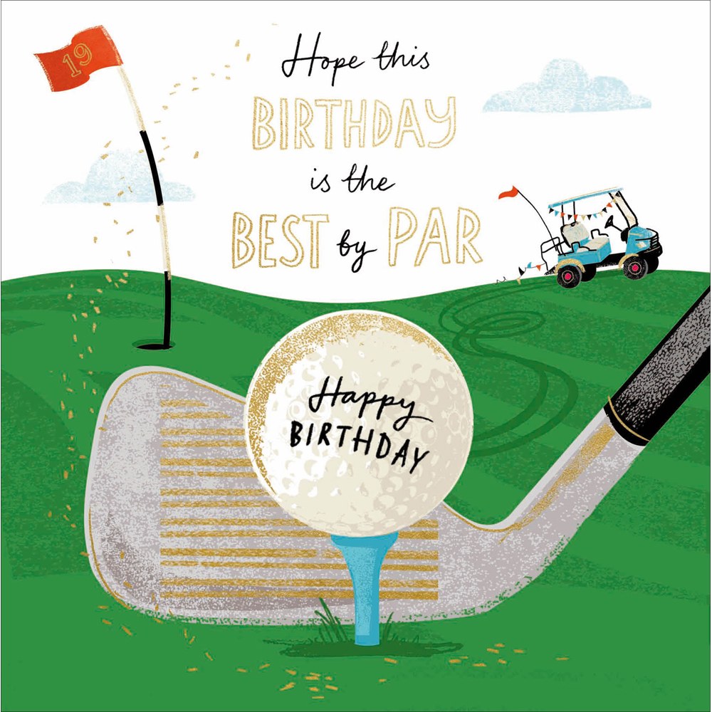 Golf birthday card – Hope this Birthday is the Best by Par, golf ball on tee