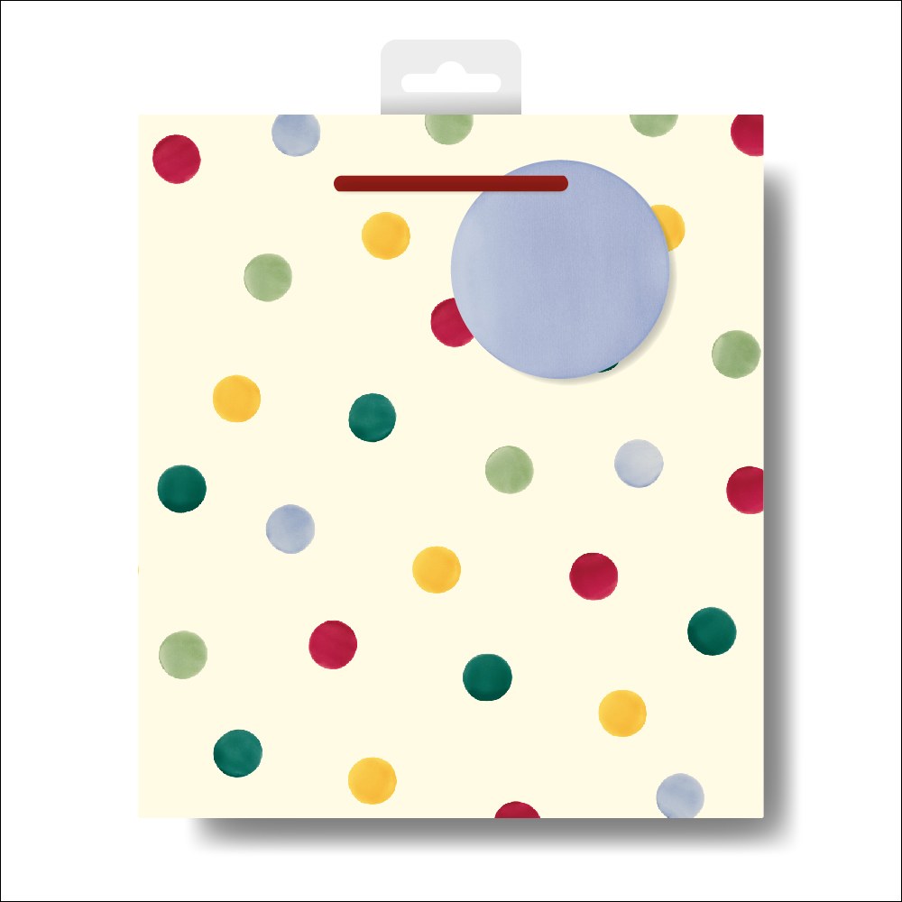 Emma Bridgewater medium gift bag with multicoloured polka dots on cream