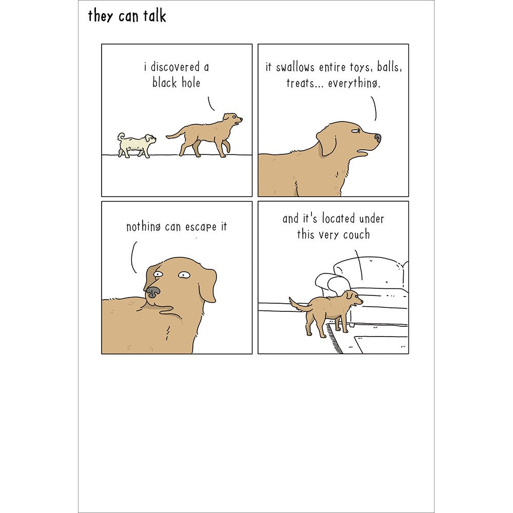 They Can Talk dog comic card – the black hole under the couch