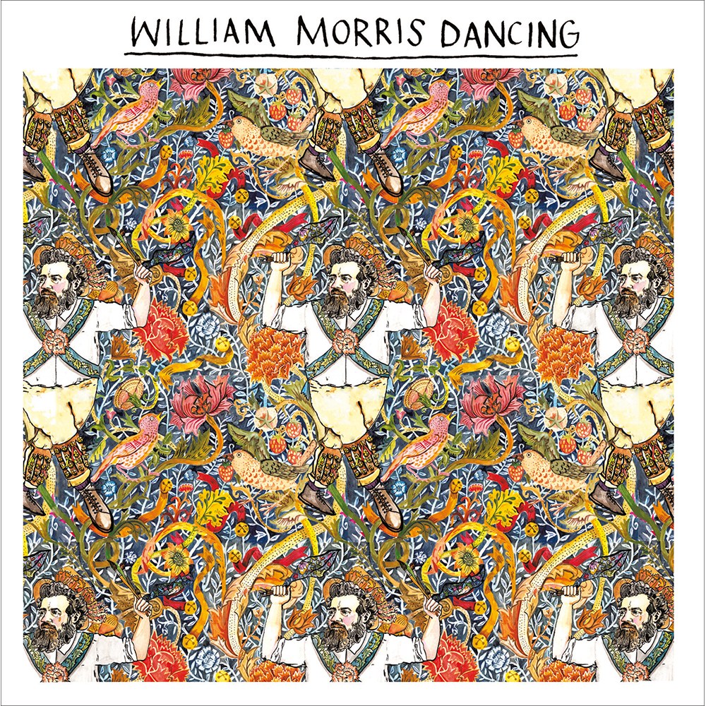 William Morris Dancing card – Morris dancers in a floral pattern