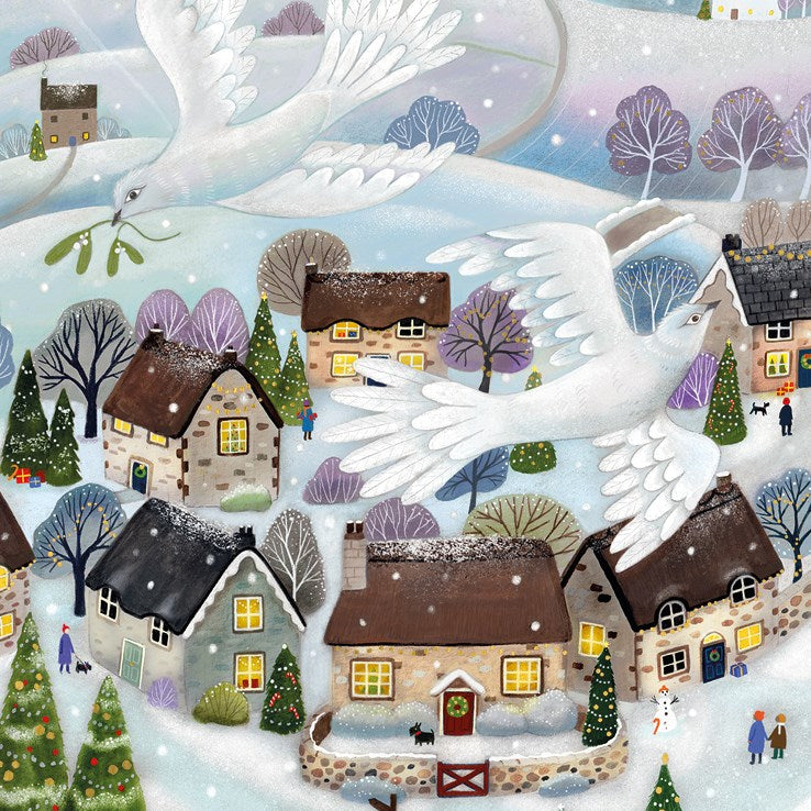 Two Doves Village Charity Christmas Card Pack (6 Cards)