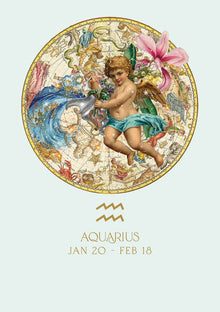 Aquarius Myrtle & Mary Zodiac Card