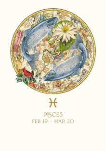 Pisces Myrtle & Mary Zodiac Card